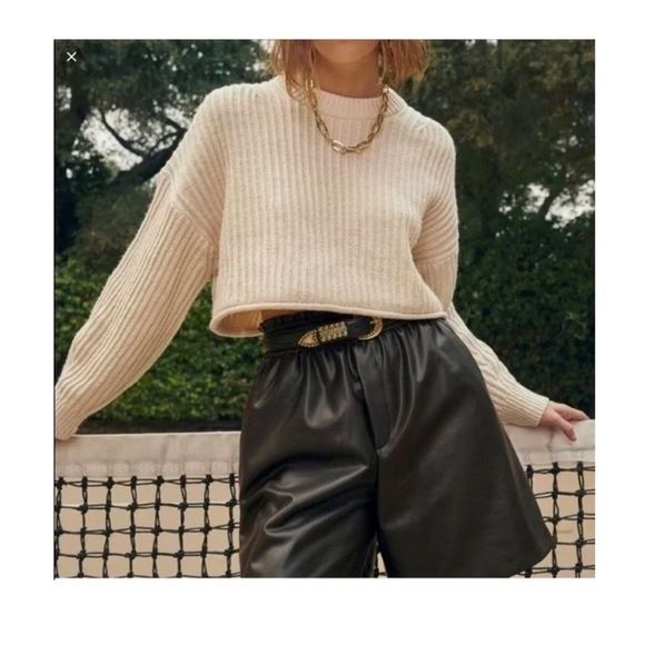 Joie Pants - JOIE vegan leather elastic waist bermuda shorts caviar black BNWT